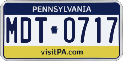 PA license plate MDT0717