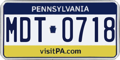 PA license plate MDT0718