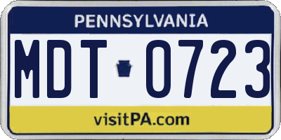 PA license plate MDT0723