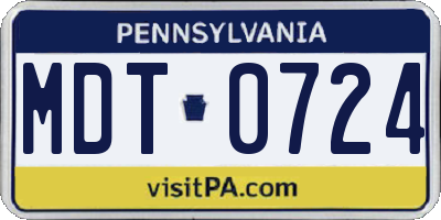 PA license plate MDT0724