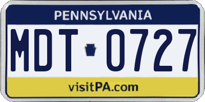 PA license plate MDT0727