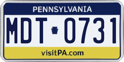 PA license plate MDT0731