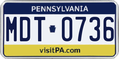PA license plate MDT0736
