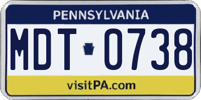 PA license plate MDT0738
