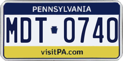 PA license plate MDT0740
