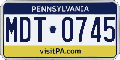 PA license plate MDT0745