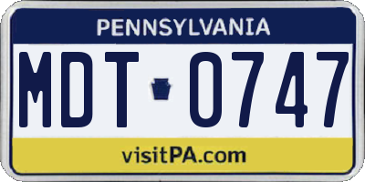 PA license plate MDT0747
