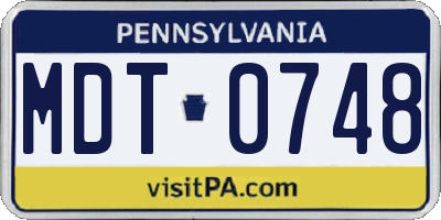 PA license plate MDT0748