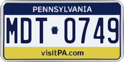 PA license plate MDT0749