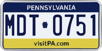 PA license plate MDT0751