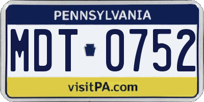 PA license plate MDT0752