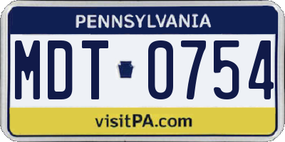 PA license plate MDT0754