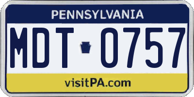 PA license plate MDT0757