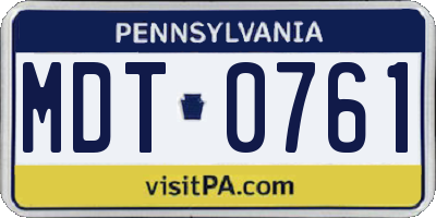 PA license plate MDT0761
