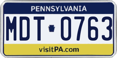 PA license plate MDT0763