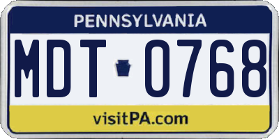 PA license plate MDT0768