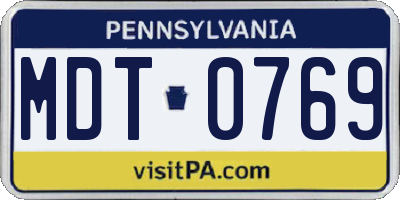 PA license plate MDT0769