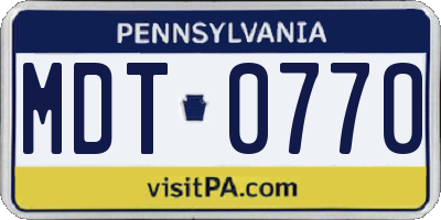 PA license plate MDT0770
