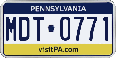 PA license plate MDT0771