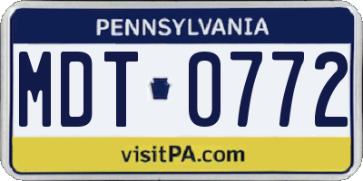 PA license plate MDT0772