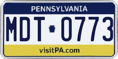 PA license plate MDT0773