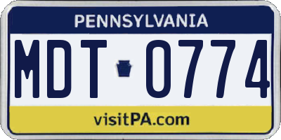 PA license plate MDT0774