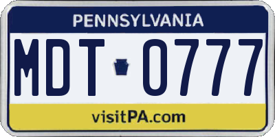 PA license plate MDT0777