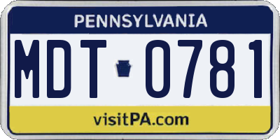 PA license plate MDT0781
