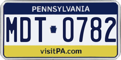 PA license plate MDT0782