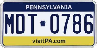 PA license plate MDT0786