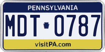 PA license plate MDT0787