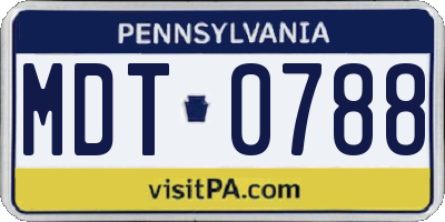 PA license plate MDT0788