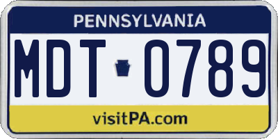 PA license plate MDT0789