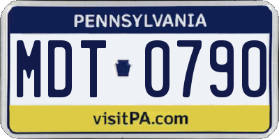 PA license plate MDT0790