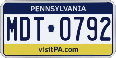 PA license plate MDT0792