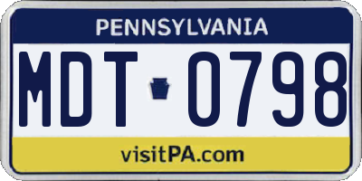 PA license plate MDT0798