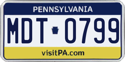 PA license plate MDT0799