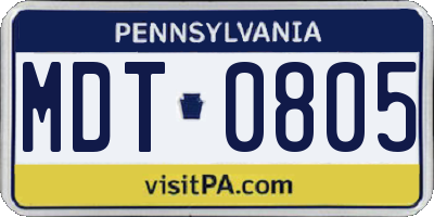 PA license plate MDT0805