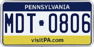 PA license plate MDT0806