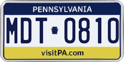 PA license plate MDT0810