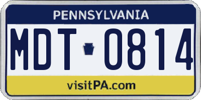 PA license plate MDT0814
