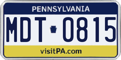 PA license plate MDT0815