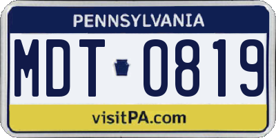 PA license plate MDT0819