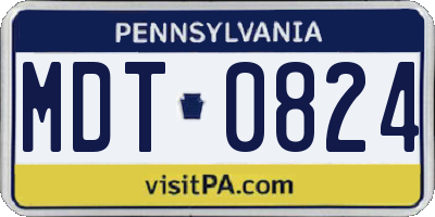PA license plate MDT0824