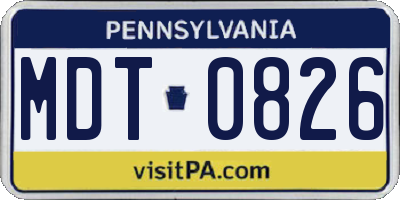 PA license plate MDT0826