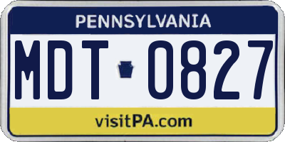PA license plate MDT0827