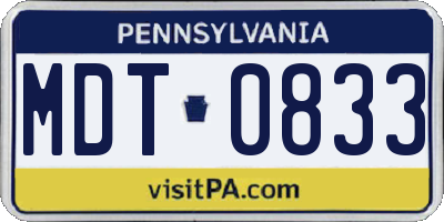 PA license plate MDT0833