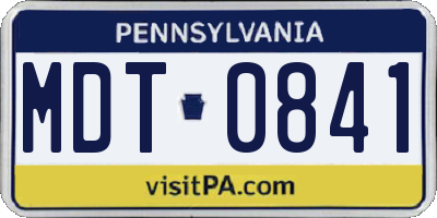 PA license plate MDT0841
