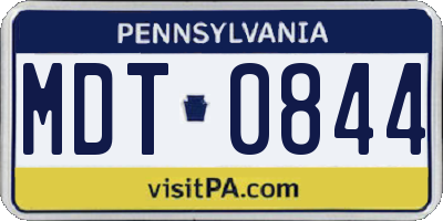 PA license plate MDT0844