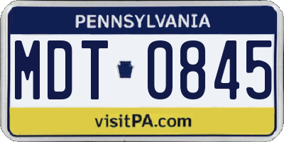 PA license plate MDT0845